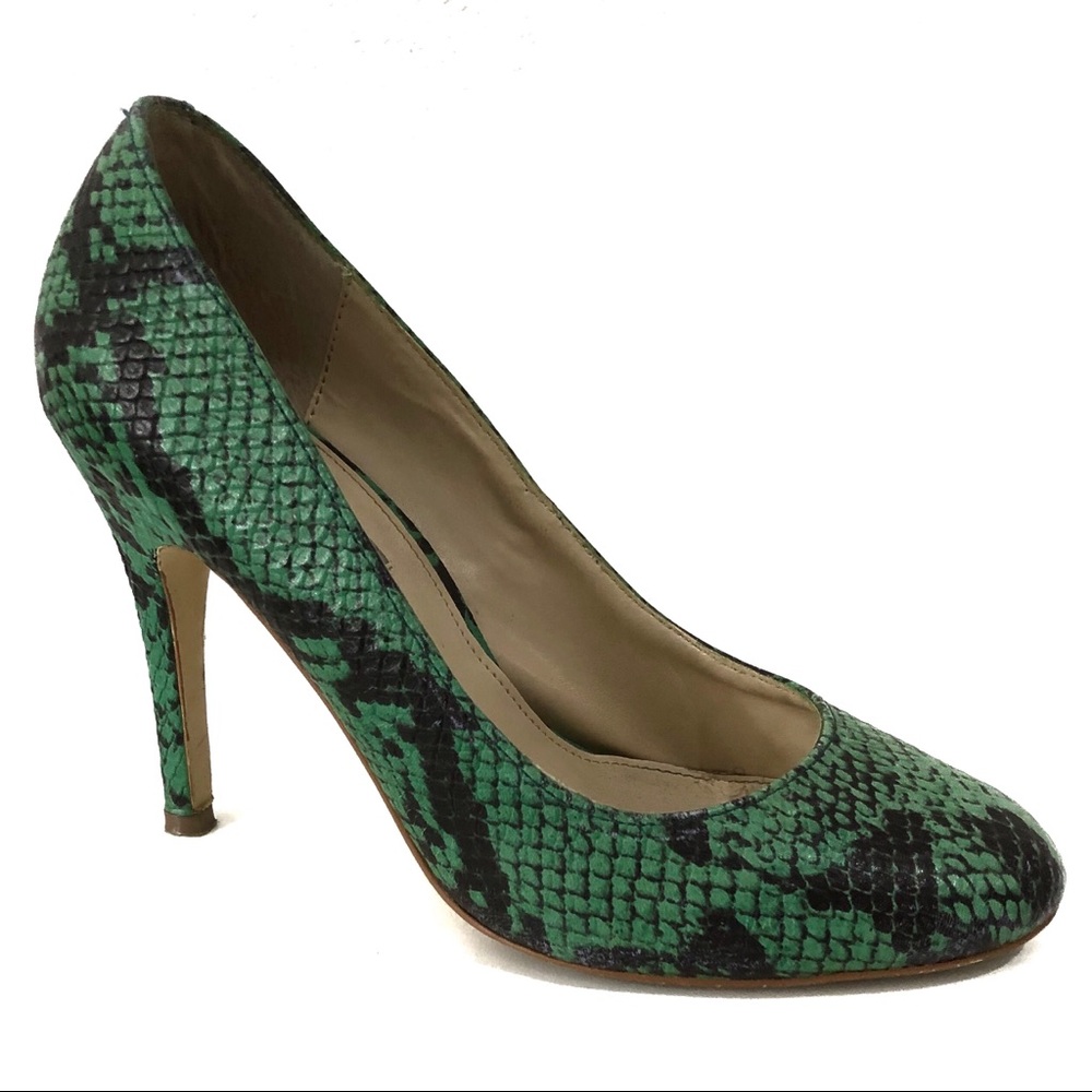 Steve Madden Green Snakeskin Aspiree Heels - Picture 1 of 7